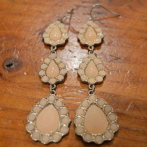 Three Tier Drop Earrings Pink